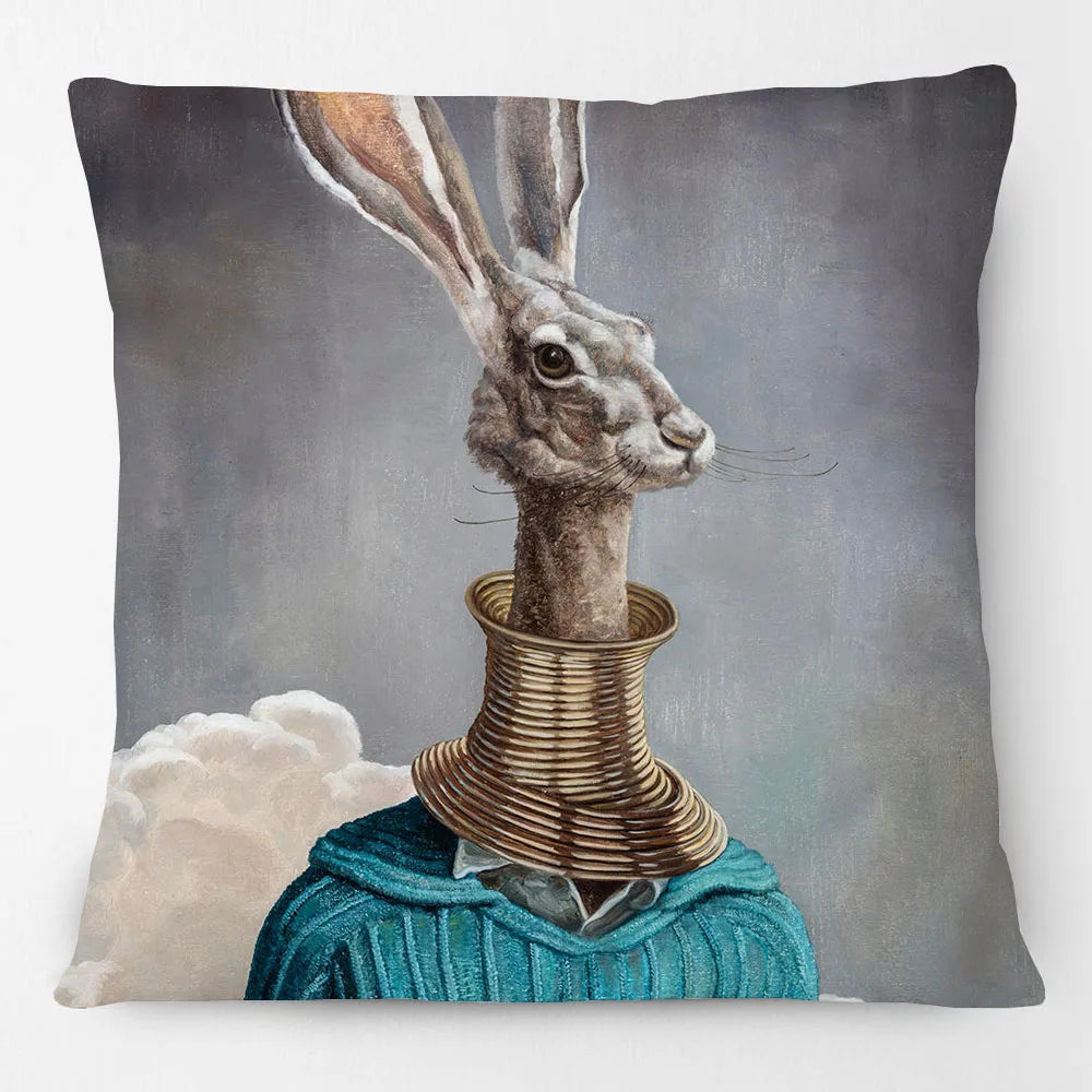 Funny Farm Animal Portrait Cushion Cover 45x45cm | Cow Sheep Horse Pig Chicken Rabbit Painting Pillow Cover | Country Farmhouse Decor
