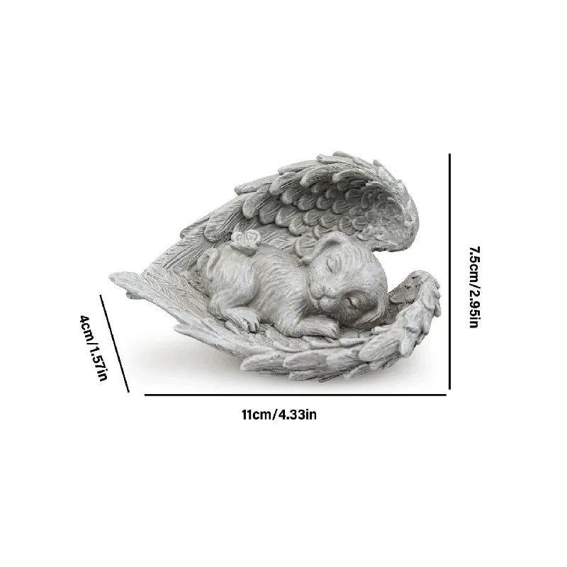 Angel Wing Pet Memorial Statue | Resin Dog Cat Figurine Garden Home Ornament