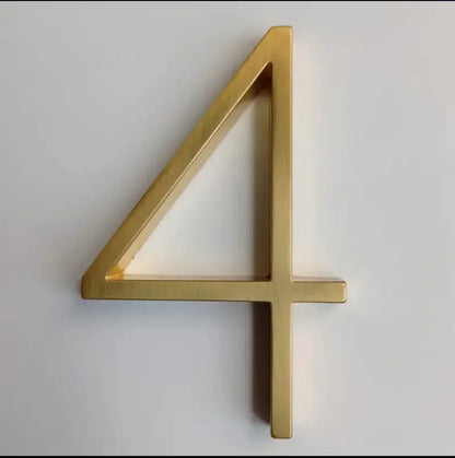 5 Inch Golden House Numbers | Modern Metal Floating Address Numbers with Screws