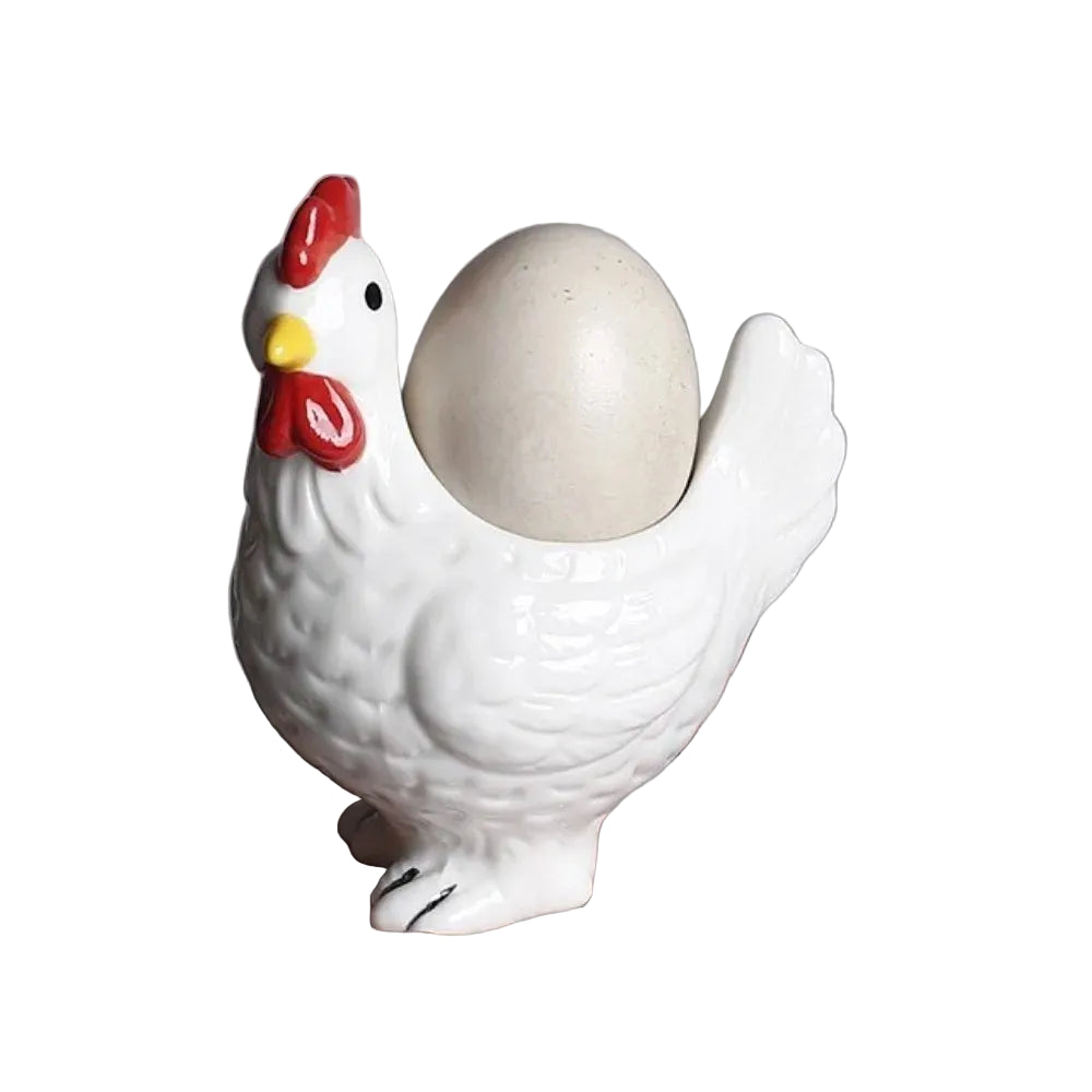 Chicken Egg Cup Holder | Ceramic | White or Brown | Farmhouse Decor