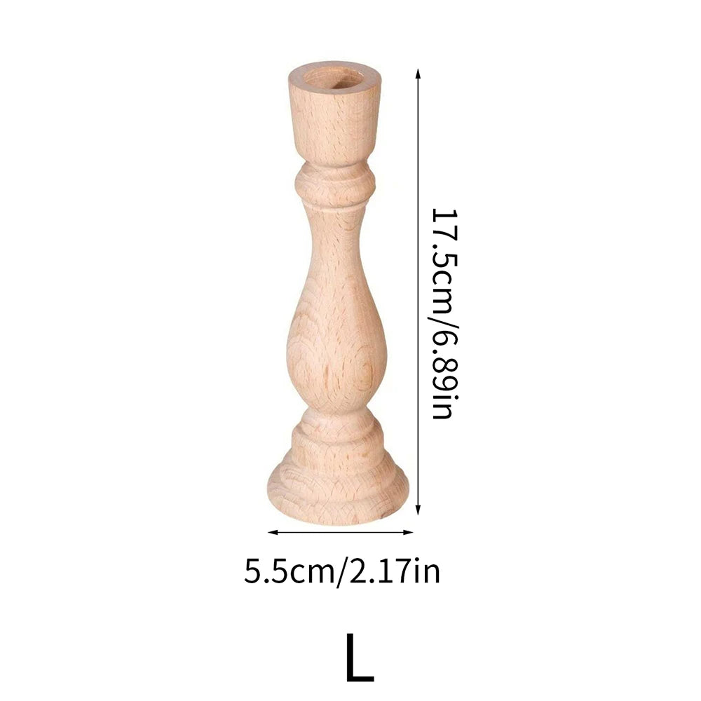 Wooden Candlestick Holders | Unfinished Natural Wood | Wedding, Home & Table Decor