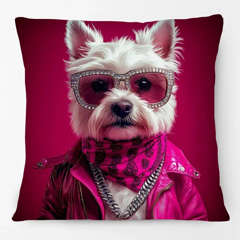 Fashion Animal Portrait Cushion Covers | Poodle Dog Pug Cat Fox Monkey Duck Elephant Throw Pillow Cases