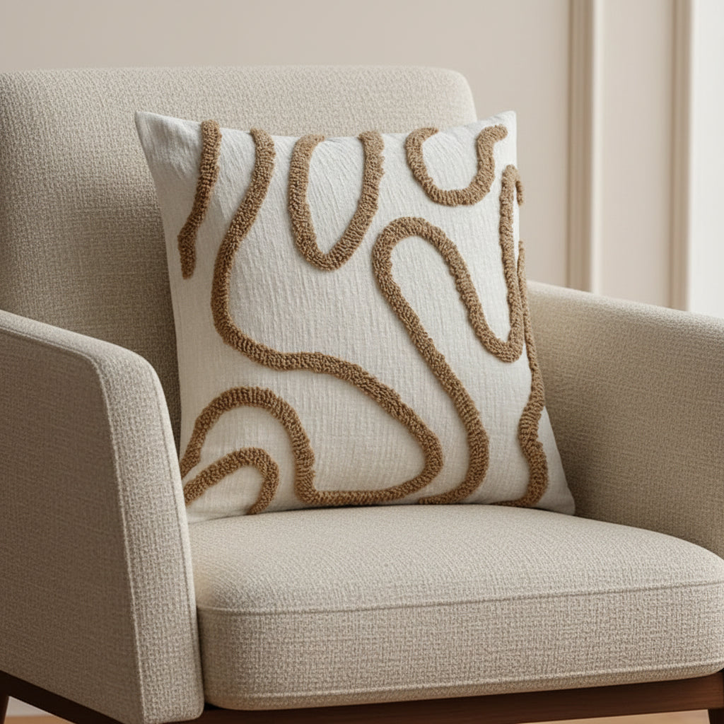 Cushion Cover Chenille | Decorative Stitched Lines Throw Pillow Polyester