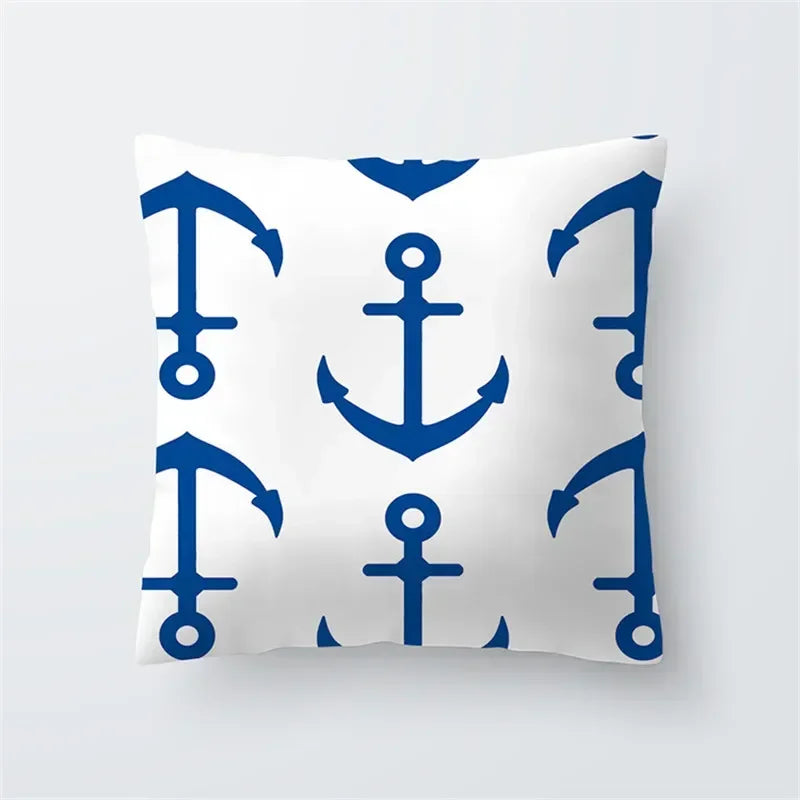 Cushion Cover Sea Life | Blues & Whites Coastal Decorative Throw Pillow