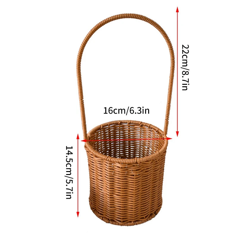 Hand Woven Rattan Style Basket | Picnic, Egg, Herb & Flower Basket | Farmhouse Garden Storage | Multiple Styles & Sizes