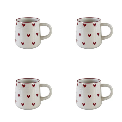 Heart Mug Love Pink Hearts | Ceramic Coffee Cup Gift Set