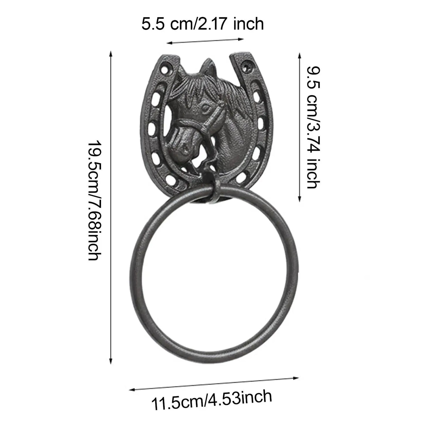 Horse Hand Towel Ring Rustic Cast Iron