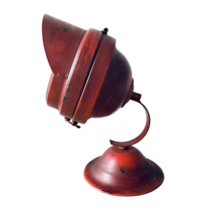Vintage Red Searchlight Table Clock | Rustic Iron Desk Clock