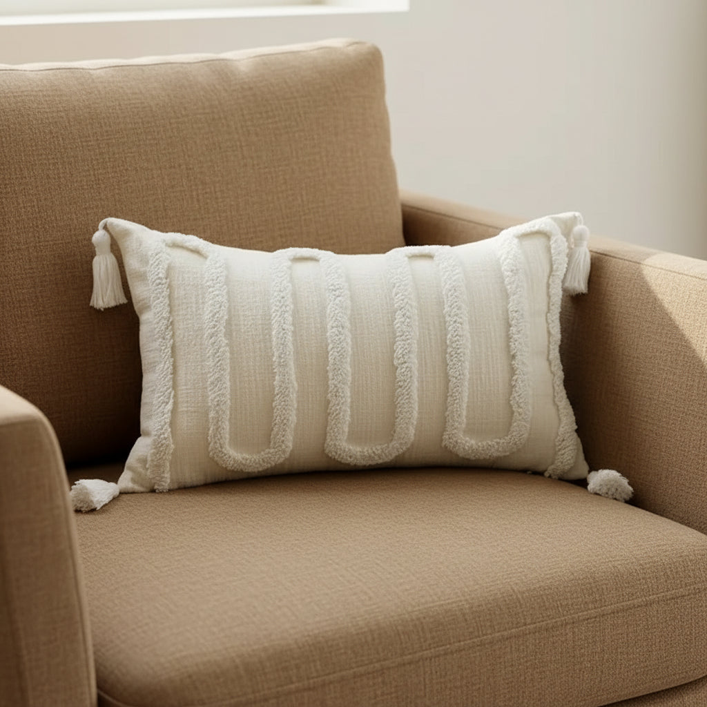 Cushion Cover Chenille | Decorative Stitched Lines Throw Pillow Polyester