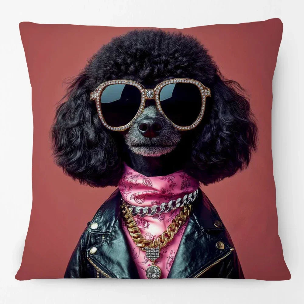 Fashion Animal Portrait Cushion Covers | Poodle Dog Pug Cat Fox Monkey Duck Elephant Throw Pillow Cases