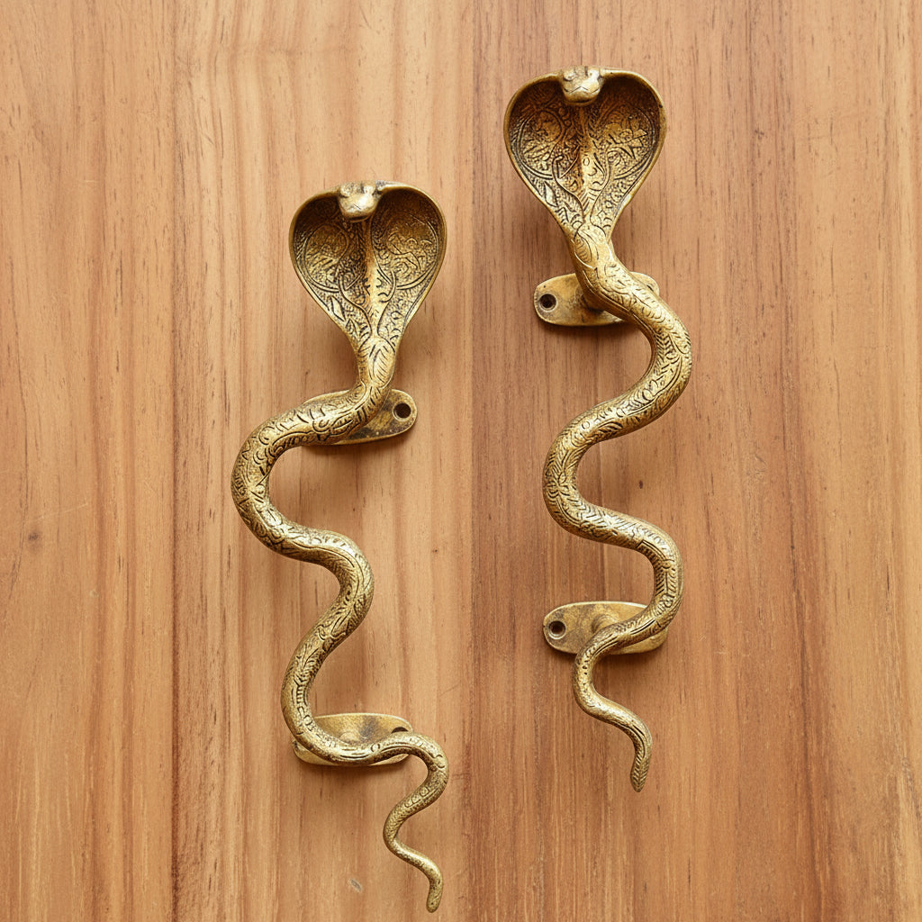 Brass Snake Cobra Door Handle Cabinet Pull Bronze Antique