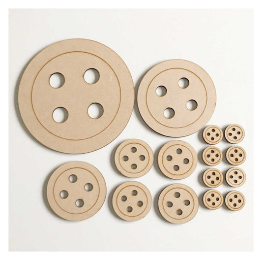 Button Buttons Set Raw MDF Wooden DIY Craft - The Renmy Store Homewares & Gifts 