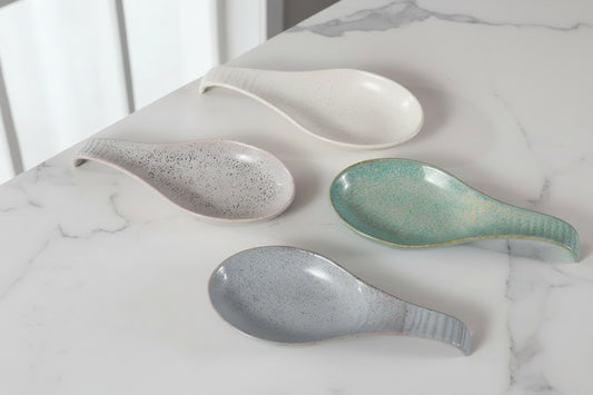 Porcelain Spoon Rest - Ceramic Utensil Holder for Stove Top