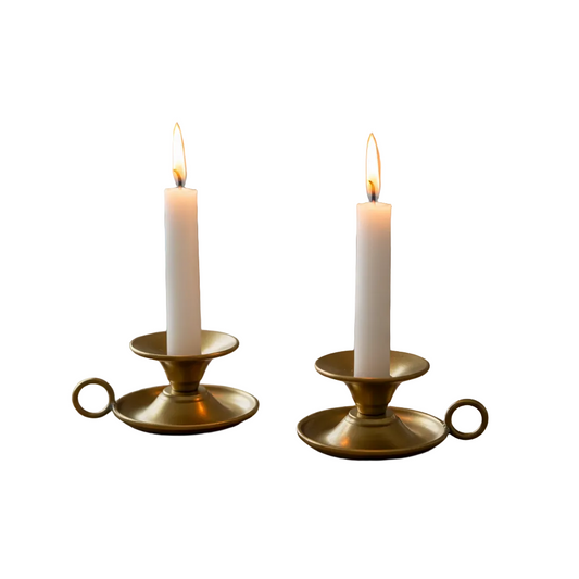 Candle Holder Vintage Metal Set of 2 Gold - 6x13cm