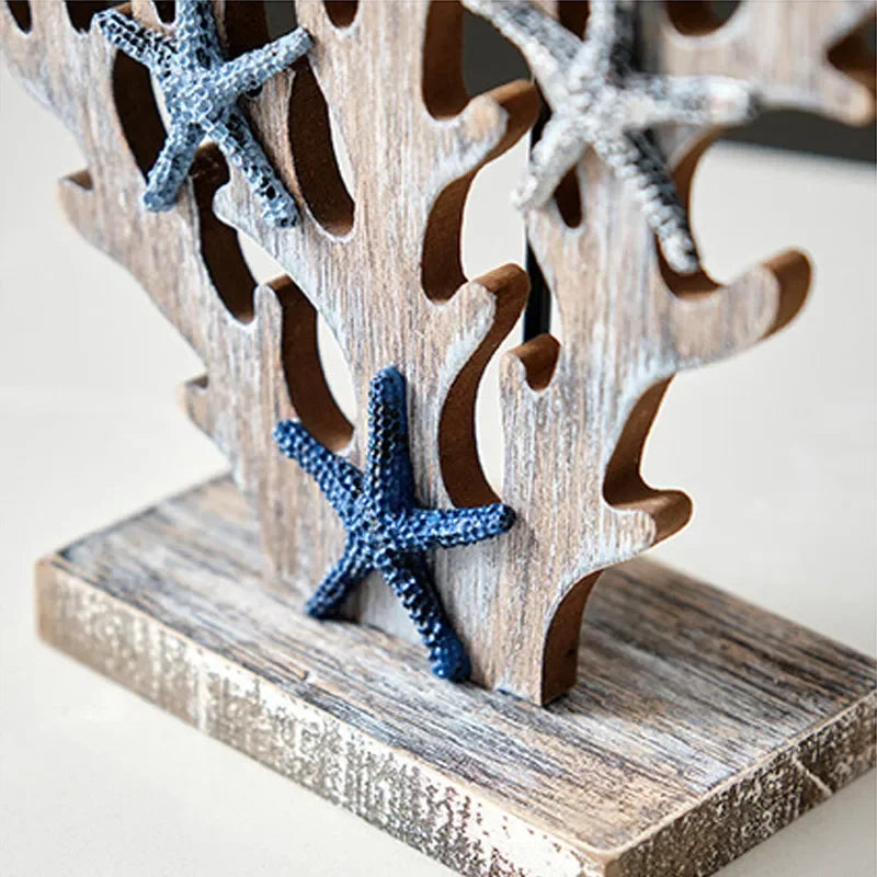 Seahorse Starfish Shell Fish Coastal Wood Ornaments