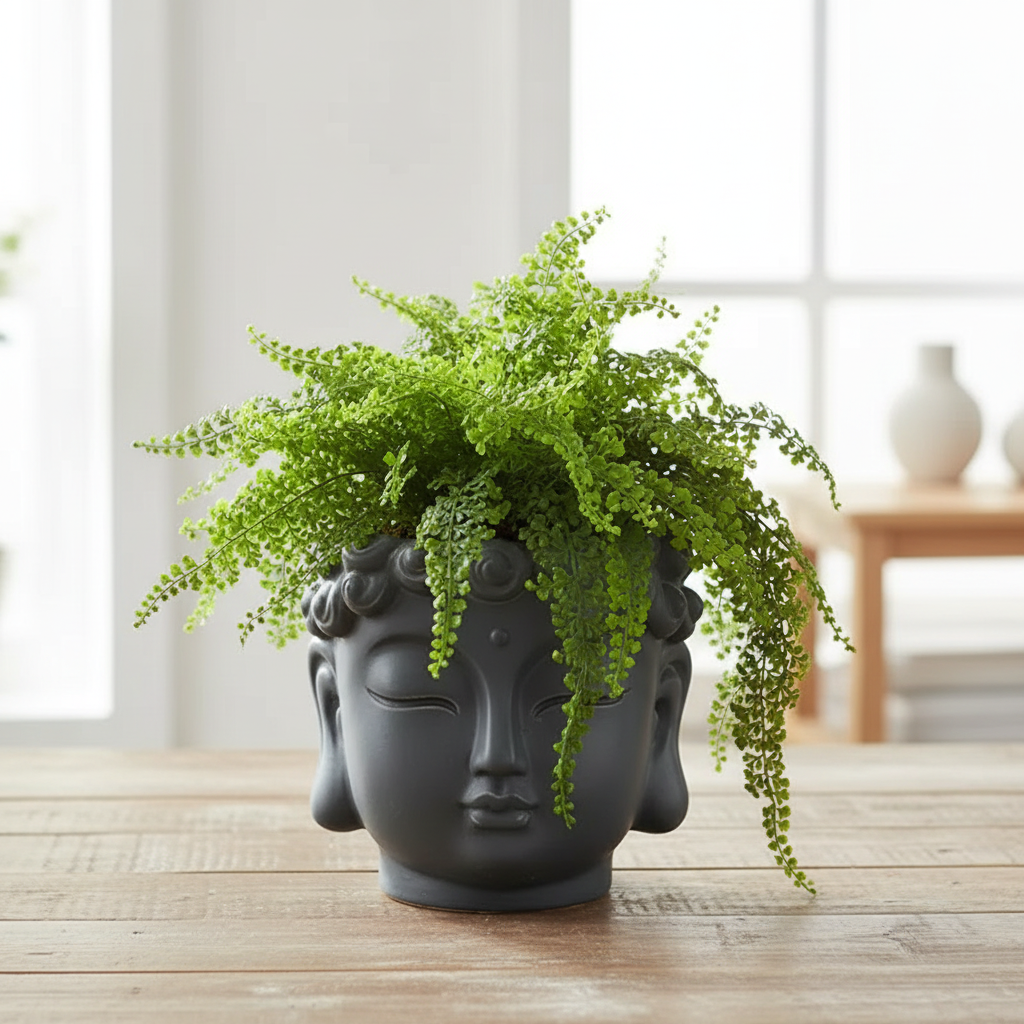 Buddha Head Planter Pot | Bali Thai Tropical Decor | Indoor Succulent & Plant Pot | Boho Zen Garden Gift | 8.7x9.5x10cm