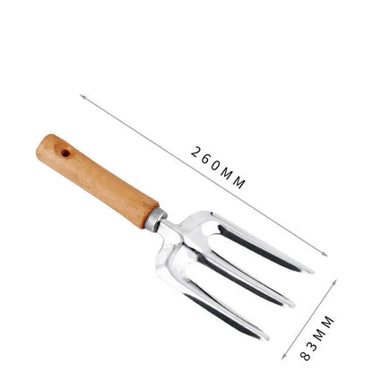 Garden Tool Set | Stainless Steel Wood Handle Trowel Rake Weeder Set of 4