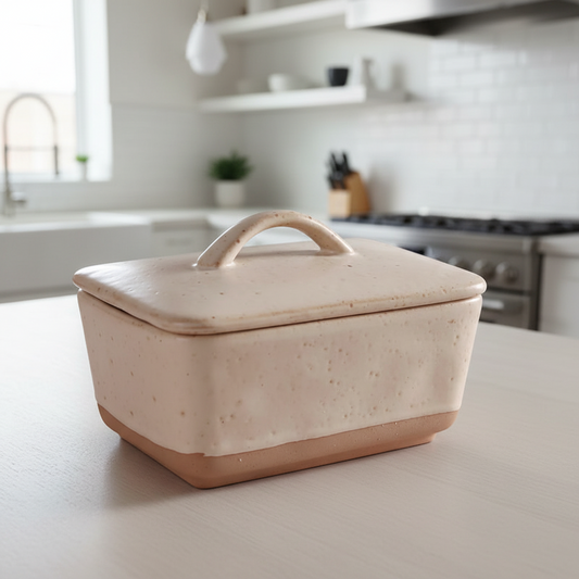 Butter Box with Lid Square Ceramic 14.5cm Long x 10.2cm Wide holds up to 450ml