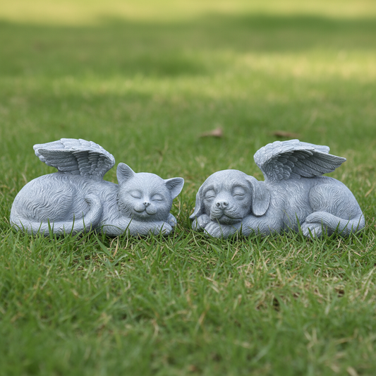 Angel Pet Memorial Statue | Resin Dog Cat Garden Ornament Sympathy Gift