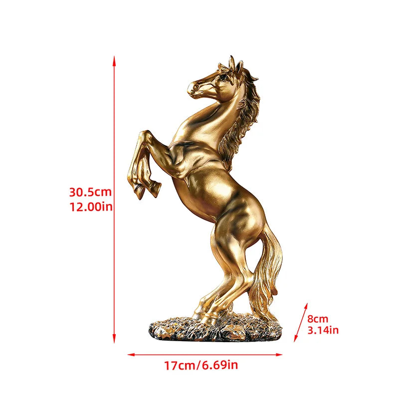 Rearing Victory Horse Statue | European Style Resin Horse Figurine | White, Gold or Black | 30.5cm