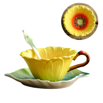 Flower Cup Leaf Saucer Spoon Yellow