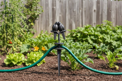 Cast Iron Lovebirds Hose Guide Stake | Decorative Garden Hose Holder | Protect Plants | Cottage Garden