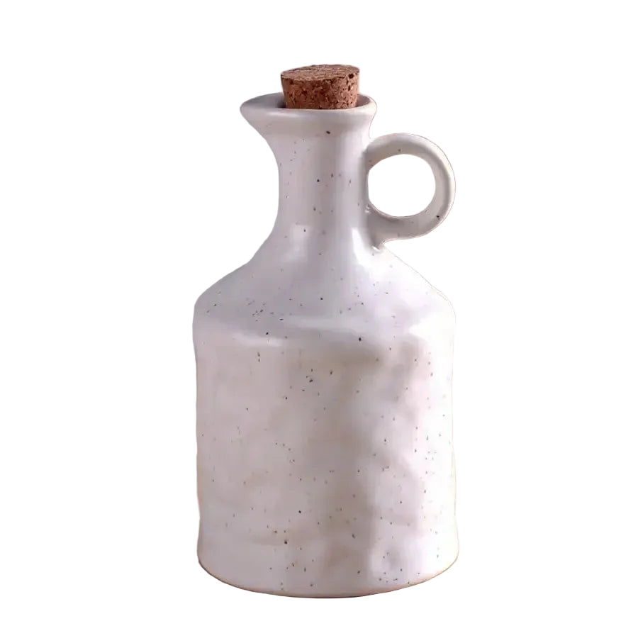 Ceramic Oil Bottle 400ml - Kitchen Storage Jar Handmade