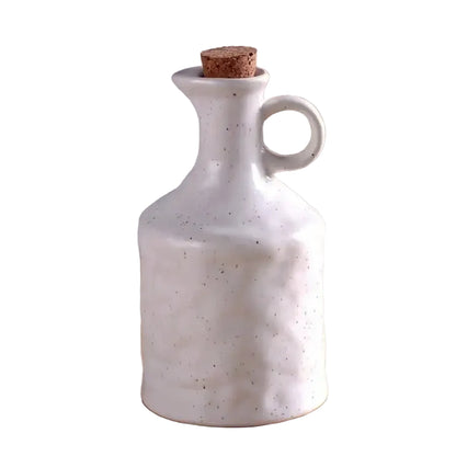 Ceramic Oil Bottle 400ml - Kitchen Storage Jar Handmade