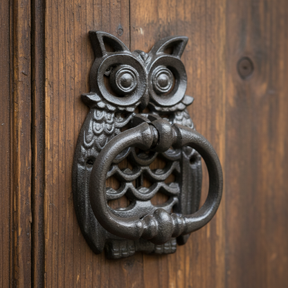 Door Knocker Cast Iron Owl Bird Vintage - 10.8x16.8cm