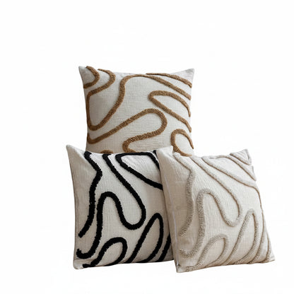 Cushion Cover Chenille | Decorative Stitched Lines Throw Pillow Polyester