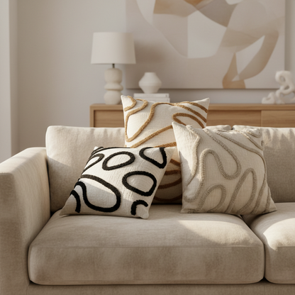 Cushion Cover Chenille | Decorative Stitched Lines Throw Pillow Polyester