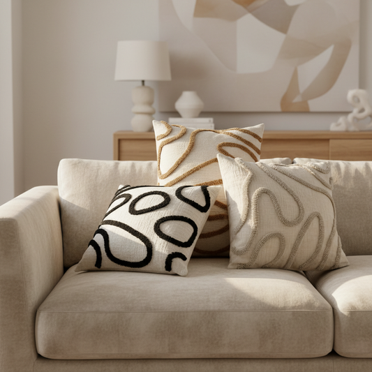 Cushion Cover Chenille | Decorative Stitched Lines Throw Pillow Polyester