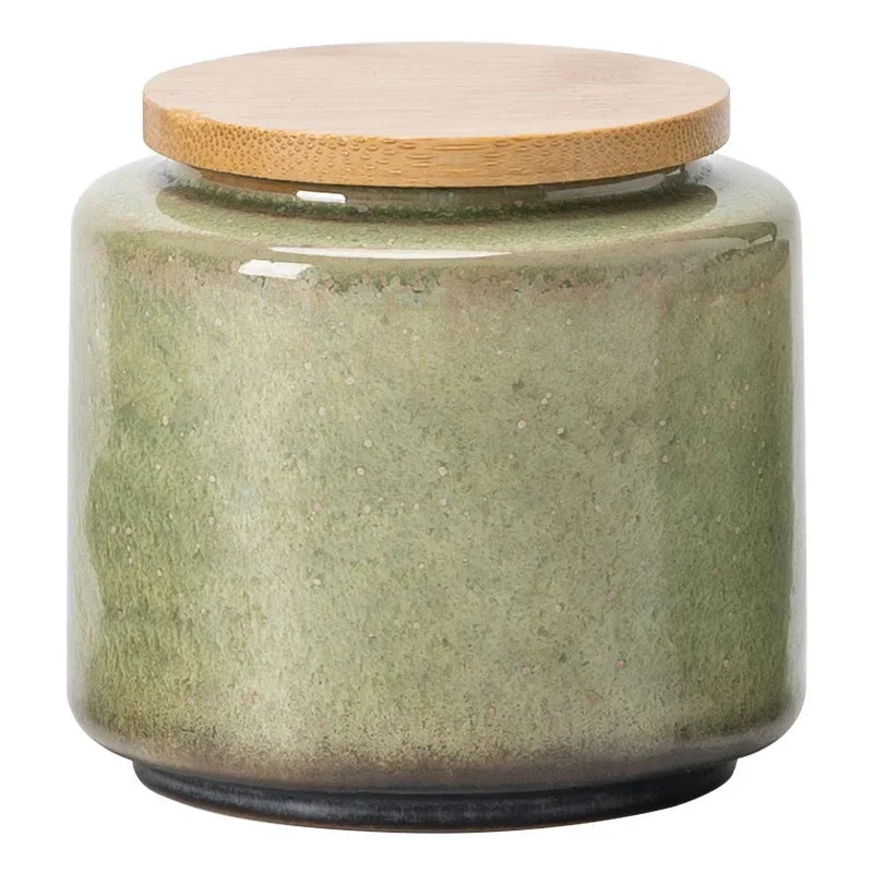 Artisan Ceramic Tea Canister with Bamboo Lid — Airtight Tea & Coffee Storage Jar | Pebble & Reed