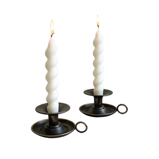 Candle Holder Vintage Metal Set of 2 Black - 6x13cm