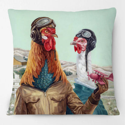 Funny Farm Animal Portrait Cushion Cover 45x45cm | Cow Sheep Horse Pig Chicken Rabbit Painting Pillow Cover | Country Farmhouse Decor