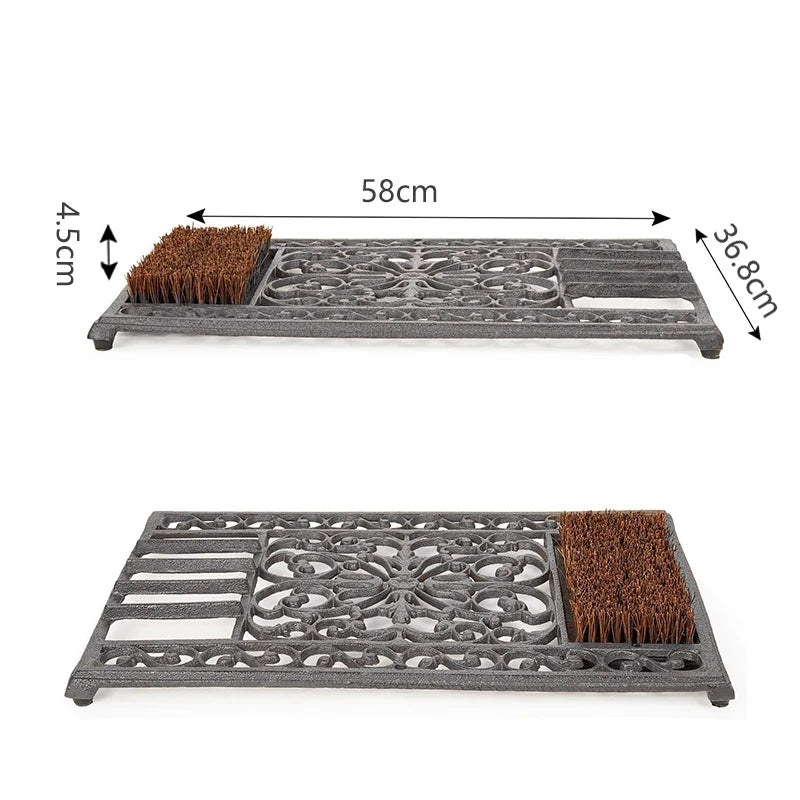 Cast Iron Doormat Boot Scraper 58cm - Heavy Duty Vintage