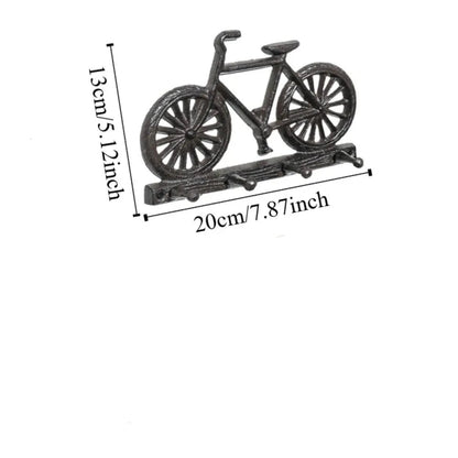 Retro Bicycle Cast Iron Hook | 4 Hook Wall Rack 20cm x 13cm