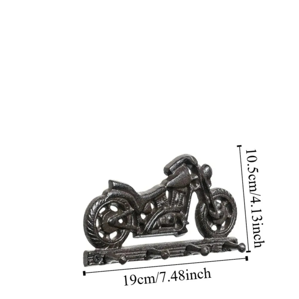 Motorbike Cast Iron Hook | 4 Hook Wall Rack 19cm x 10.5cm