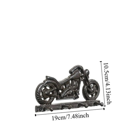 Motorbike Cast Iron Hook | 4 Hook Wall Rack 19cm x 10.5cm