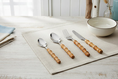 Bamboo Handle Cutlery Set 16 Piece Stainless Steel