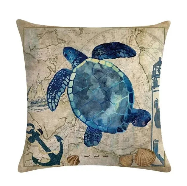 Turtle Cushion Cover | Cotton Linen 40cm 45cm 50cm | 14 Designs