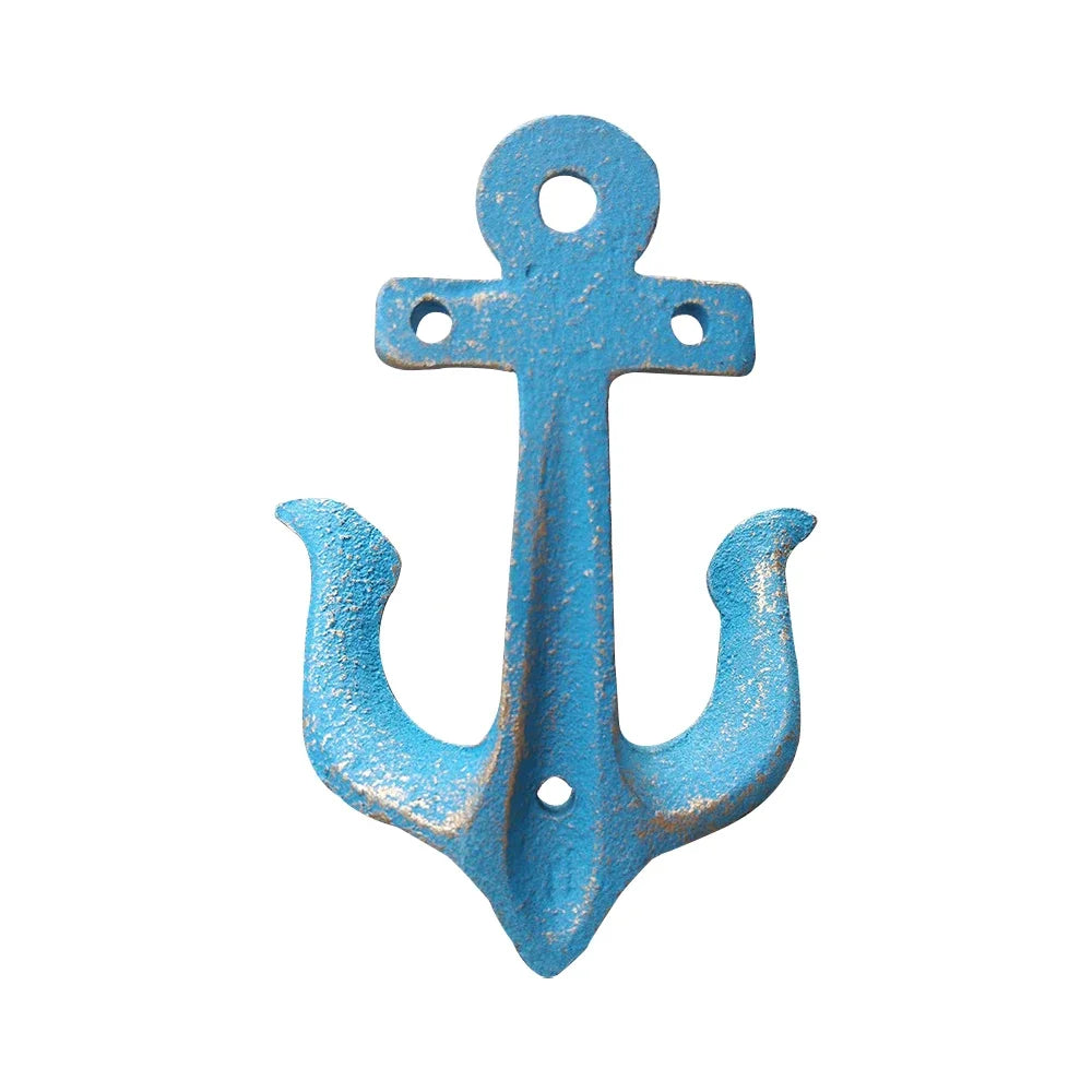 Hook Anchor Blue Red Rustic White Cast Iron Metal