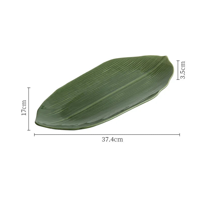 Plate Serving Tropical Leaf