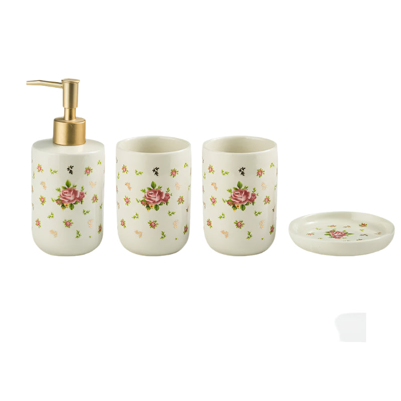 Soap Dispenser Toothbrush Holder Country Rose Set