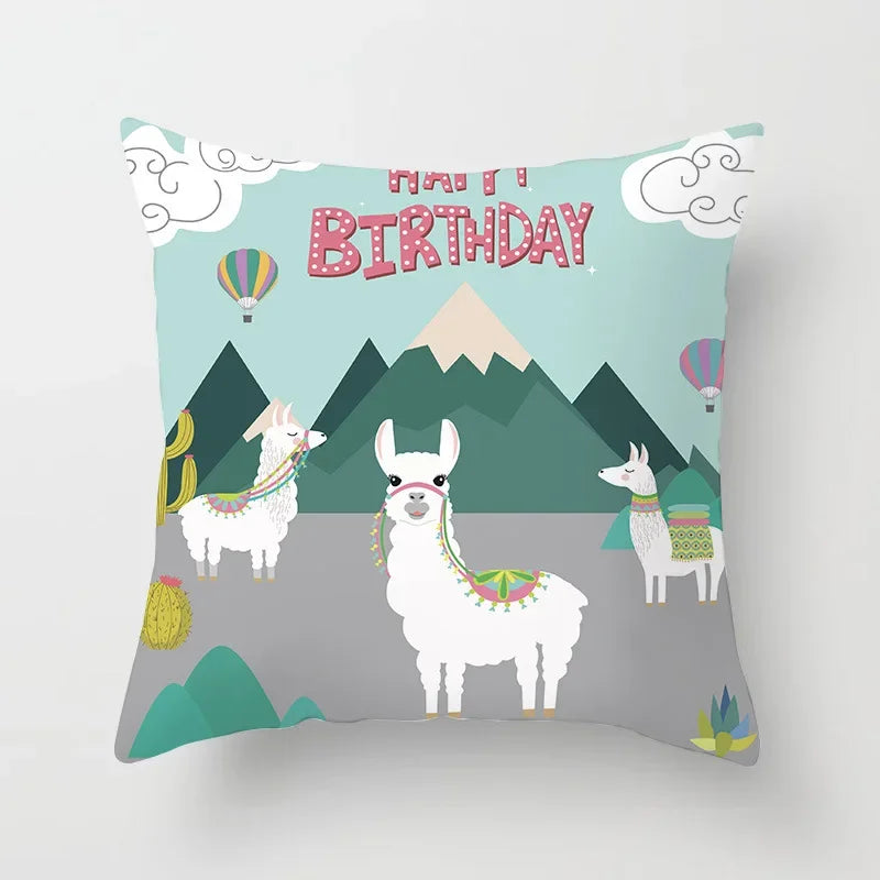 Cartoon Alpaca Llama Cushion Cover | 20 Designs | 30cm to 66cm
