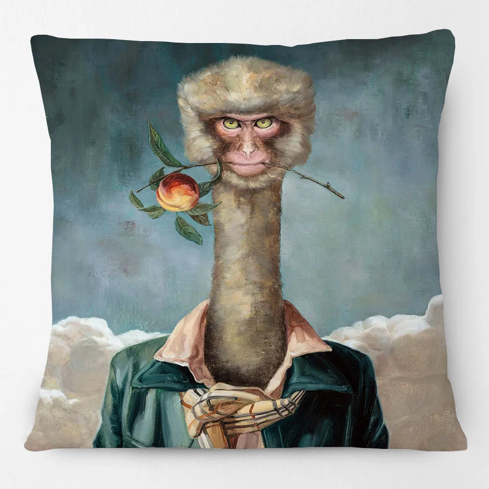 Funny Farm Animal Portrait Cushion Cover 45x45cm | Cow Sheep Horse Pig Chicken Rabbit Painting Pillow Cover | Country Farmhouse Decor