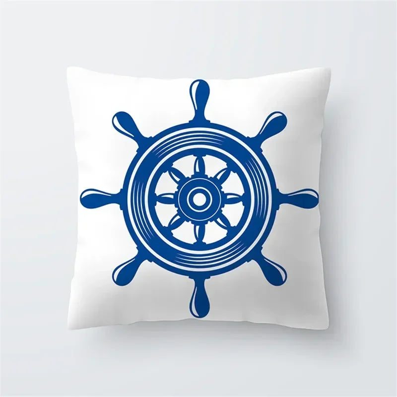 Cushion Cover Sea Life | Blues & Whites Coastal Decorative Throw Pillow