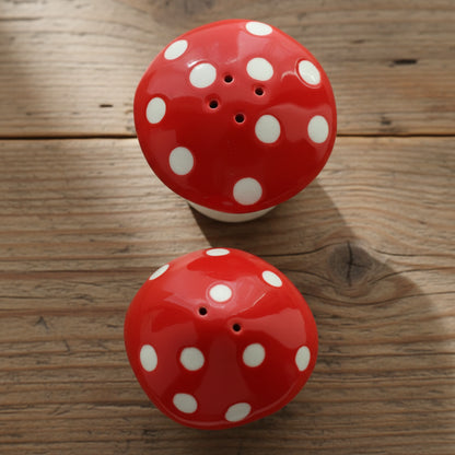 Mushroom Salt and Pepper Shaker Set Hand-painted Ceramic