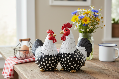 Chicken Rooster Lovers Ornament Black White Farmhouse Decor