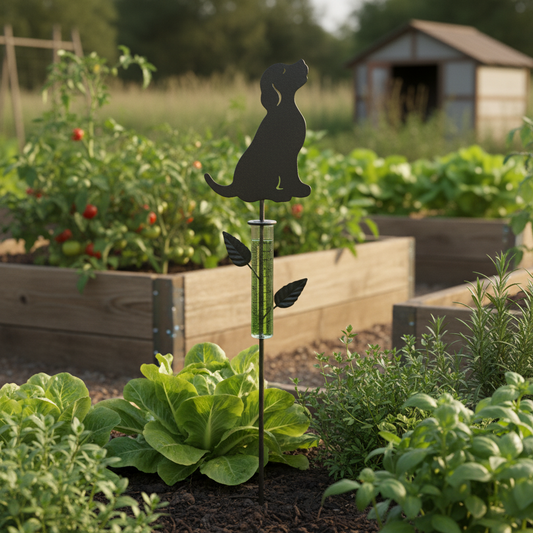 Rain Gauge Dog Stake Cast Iron - Catcher Garden